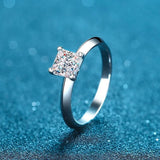 Brilliant 2 Carat D Colour VVS1 Princess Cut Moissanite Diamond Silver Ring