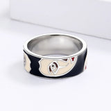 Creative Irregular Half Face Exaggerated Black,White Handmade Enamel Ring