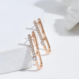 Luxury Trendy Geometric 14K Filled Rose Gold AAA Zircon Diamonds Earrings - High Quality Fine Jewellery