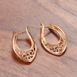 14K Gold Filled New Trendy AAA Zircon Diamonds Drop Unusual Ethnic Pattern Big Earrings