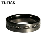 Black Meteorite Offset groove Brushed Finish 6/8mm Tungsten Carbide Couple Rings