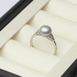 Real Natural  Pink Black White Purple Grey Pearl Silver AAA Zircon Diamonds Rings