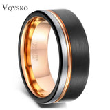 Black Tricolor Tungsten Steel Carbide  6/8mm Engagement Wedding Rings for Men Women