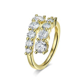 3.26 Carat D Colour Double Row Moissanite Diamonds Rings - S925 Silver 18K Gold Plated  Wedding Engagement Jewellery