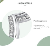 Romantic V Shape High Quality AAAA Lab Created Diamond Silver Sparkling Rings