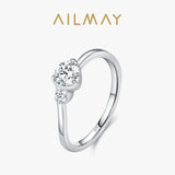 Beautiful Noble Classic Sterling Silver Sparkling AAAA Lab Created Diamond Ring