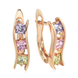 Bright Square Filled 14K Rose Gold AAA Zircon Diamonds Earrings for Women - Trendy Creative Daily Jewellery