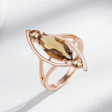 14K Rolled Gold Red Brown AAA Zircon Crystal Rhombus Rings For Women Elegant Jewellery