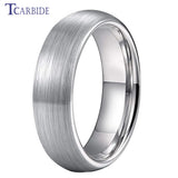 Classic Domed Brushed Finish 6MM 8MM Black Silver Tungsten Men Women Wedding Rings