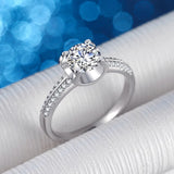 Round Brilliant Solitaire VVS1 1Ct Moissanite Diamond Wedding Rings For Women Sterling Silver Engagement Jewellery