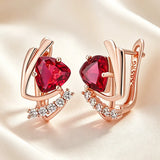 14 Karat Gold Filled Shiny Red AAA Zircon Crystals Daily Fine Earrings for Women Jewellery