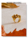 18K Gold High Quality Stainless Steel Metal Heart Tassel Handmade Exclusive Design Ring