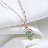 Luxury Geometric Light Green Rolled 14K Rose Gold AAA Zircon Crystals Necklace For Women - Trendy Jewellery