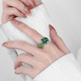 Cloisonne Handmade Enamel Flower Ethnic Style Blue Fashionable Creative Rings