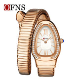 Brand New High-End Women's Snake Shaped Quartz Watches. Zircon Diamonds Inlaid Two Needle Retro Ladies Watches