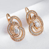 Shiny 14K Filled Rose Gold AAA Zircon Diamonds Symmetry Flower Design Earrings - Vintage Style Fine Jewellery