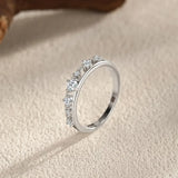 New Design Sterling Silver Double Layer Line Round AAAA Lab Created Diamond Ring