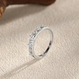 New Design Sterling Silver Double Layer Line Round AAAA Lab Created Diamond Ring