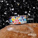 Newly Designed Coloured Enamel Aesthetic Pattern Luxury Gold Color Rings