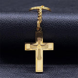 Fashion Big Long Cross Jesus Stainless Steel Christian Necklace - Gold Colour Chain Necklace Jewellery - The Jewellery Supermarket