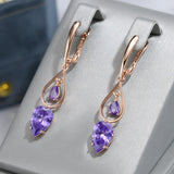 14 Karat Gold Filled Shiny Lilac Purple AAA Zircon Crystals Long Drop Luxury Earrings