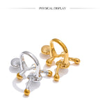 18K Gold Plated Stainless Steel Stylish Unique Design Pearls Geometric Adjustable Ring