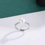 Vintage Greek Key Pattern Elegant Freshwater Pearl 925 Silver Ring