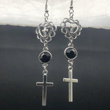 Aesthetic Style Hollow Heart Cross Pendant Earrings - Religion Fashion Art Fairy Grunge Religious Gift for Women - The Jewellery Supermarket