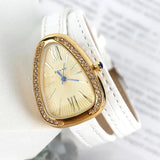 Luxury Roman Numerals Dial Classic Leather Snake Design Bangle Ladies&nbsp; Quartz Watch - Ideal Gifts