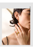 18K Gold Plated Stainless Steel Chain Finger  Personalized Metal Texture Charm Ring