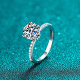 Round Brilliant 2 Carat Moissanite Diamonds Solitaire Rings for Women - Sterling Silver Engagement Weddings Rings