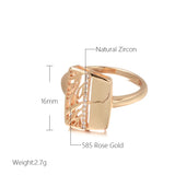 14K Gold Filled Luxury Glossy Leaf Design AAA Zircon Diamonds Square Fashion Vintage Ring