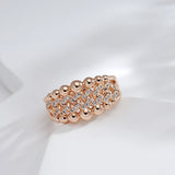 Marvelous Double Metal Beads 14K Rolled Rose Gold AAA  Zircon Diamonds Rings - Personality Trendy Jewellery