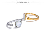 18K Gold Plated Fashion Stainless Steel Natural Shell Fritillary Geometric Ring