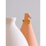 18K Gold Plated Stainless Steel Geometric Hollow Adjustable Double Colour Geometric Ring