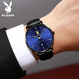 New High Quality Waterproof Fashion Genuine Leather Strap Quartz Wristwatches Luxury Calendar Mens Wristwatches