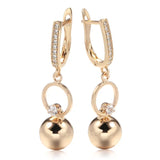 14K Gold Filled AAA Zircon Diamonds Setting Fashion Gold Colour Metal Ball Long Drop Earrings