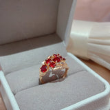 14 Karat Gold Filled Red Shiny AAA Zircon Crystal Elegant Vintage Rings For Women