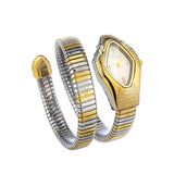 New Luxury Top Fashion Brand Snake Design Gold Colour Stainless Steel Bracelet Quartz Ladies Wristwatches