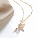 Amazing Angel Wings 14K Filled Rose Gold AAA Zircon Diamonds Pendant Necklace - Vintage Style Jewellery