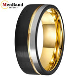 Offset Grooved Brushed Finish 6/8MM Men Women Tungsten Carbide Wedding Rings