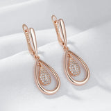 14K Gold Filled Vintage AAA White Zircon Water Drop Geometric Long Elegant Earrings