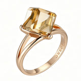 14 Karat Filled Gold Unique Light Brown Cube AAA Zircon Crystal Fashion Rings For Women