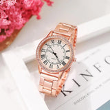 New Arrival Luxury Casual Retro Roman Rhinestone Luminous Quartz Steel Strap Wrist Watches for Women - The Jewellery Supermarket