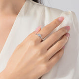 Minimalism Silver Shiny Romantic Heart Clear AAAA Simulated Diamonds Ring - Wedding Statement Fine Jewellery - The Jewellery Supermarket