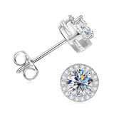 Super 5mm/6.5mm Moissanite Diamonds Halo Stud Earrings for Women Men Fine Jewellery