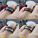 New Arrival Offset Grooved Brushed Black Rose Men Women Tungsten Carbide Comfort Fit Wedding Ring - The Jewellery Supermarket