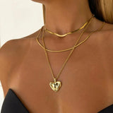 New In Fashion 14K Gold Colour Heart-Shaped Trendy Multi-Layer Fashion Necklaces For Women and Girls - The Jewellery Supermarket