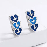 High-quality Blue Colour Handmade Enamel Heart-Shaped Earrings