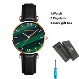 Elegant Fashion Green Malachite Dial Casual Ladies Watches - Stainless Steel Strap Waterproof Quartz Wristwatches